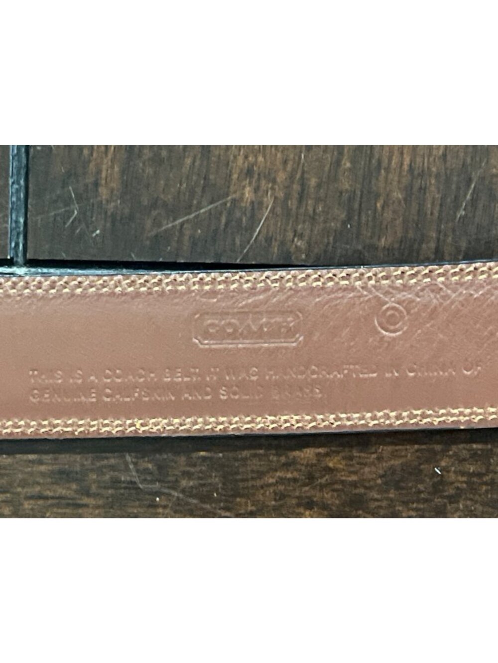 Coach Size 42 Calf Skin Leather Belt Black & Brown With Silver Buckle - Picture 5 of 6